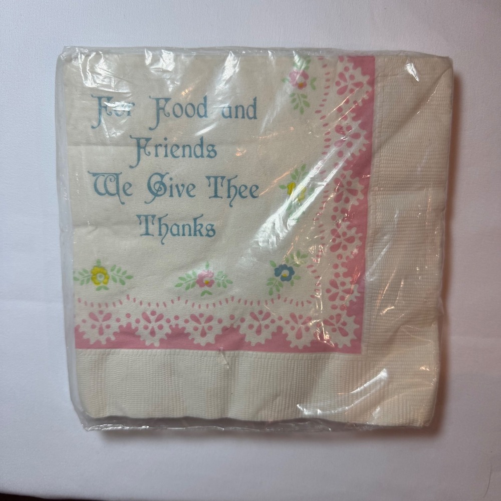 Vintage Graceline Luncheon Napkins Floral Prayer‎ Table Decor Cottagecore NEW